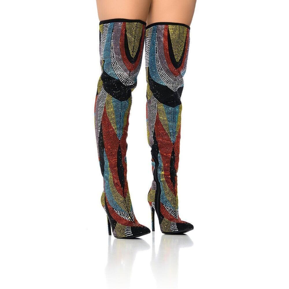 Azalea Wang Funkadelic Time Thigh High Boot Embellished Stiletto